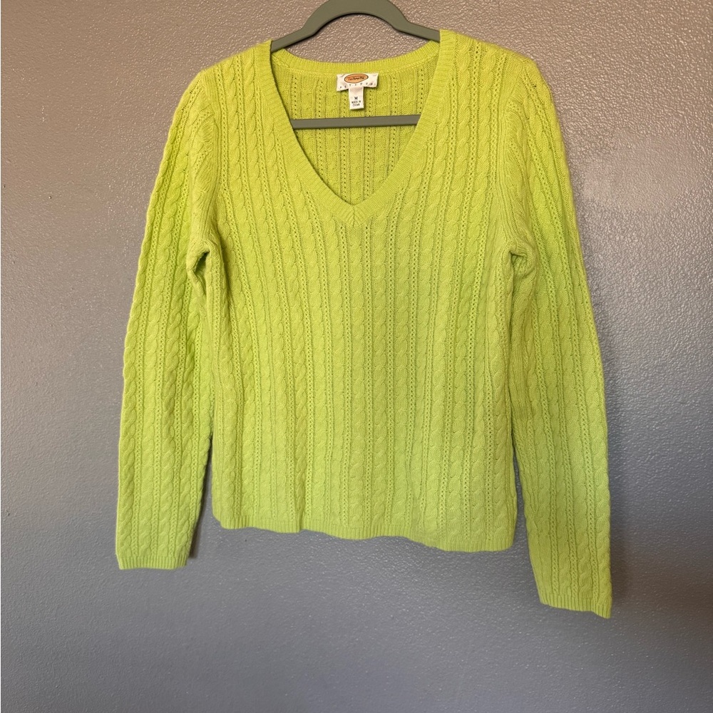 Talbots V-Neck Bright Green Sweater